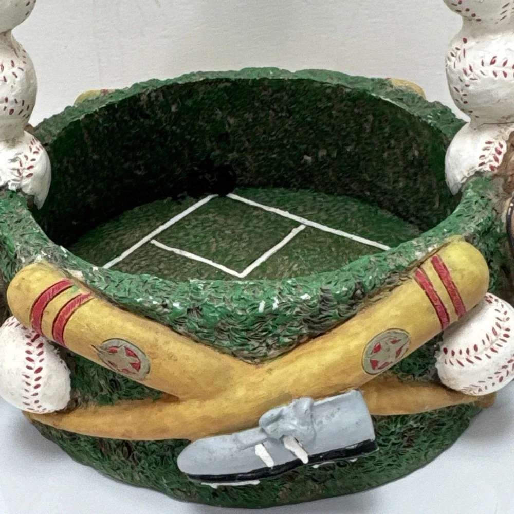Vtg Baseball‎ Resin Decor Glove W Ball / Paperweight Trinket Holder Basket